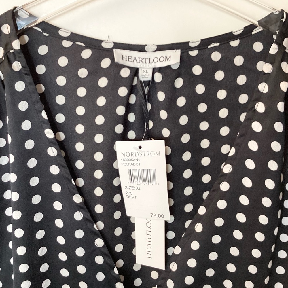 NWT Heartloom Tallie Short Sleeve Polka Dot Top - Black & White - XL - Picture 3 of 8